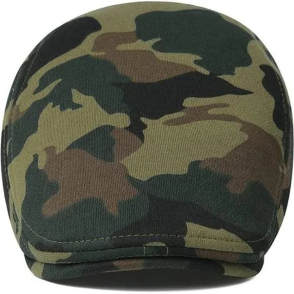 New Men's Cotton Flat Ivy Gatsby Newsboy Driving Hat Cap Green Camouflage - Picture 3 of 7